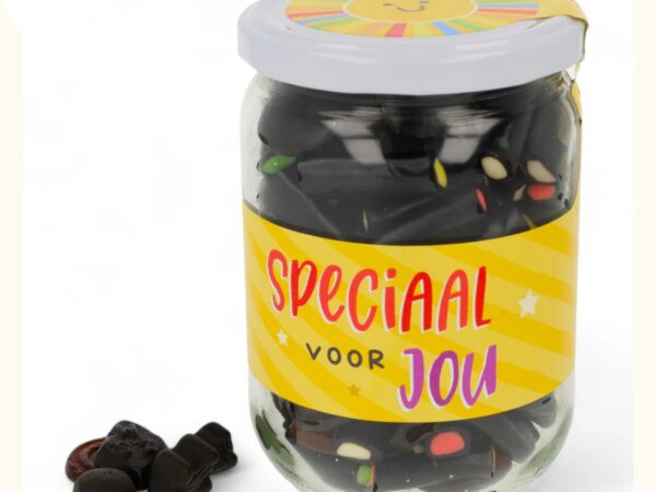 snoeppot speciaal voor jou geel